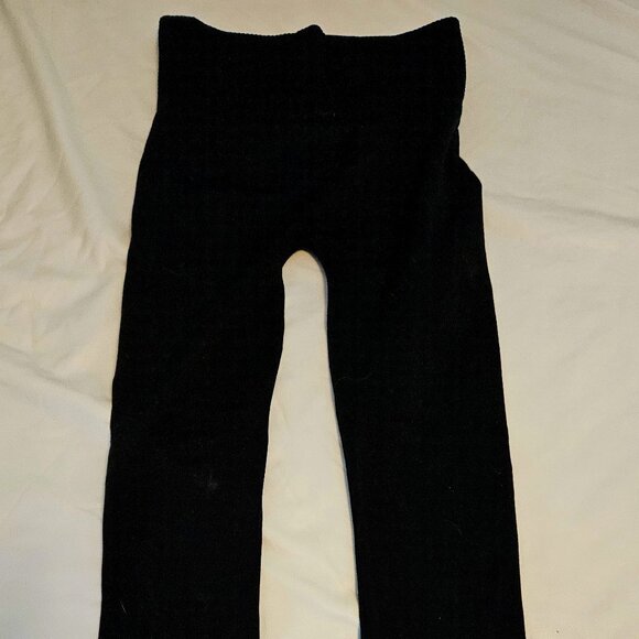 Black fleeced lined tights with textured waistband, size L/XL - Picture 1 of 2